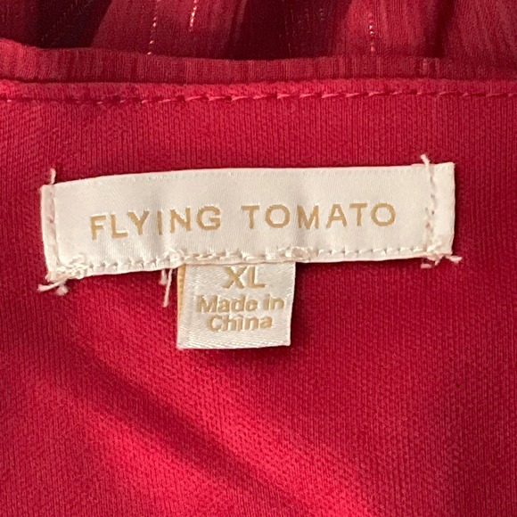 Maxi Dress Women XL Red Metallic Boho Tiered Smocked Ethereal Flowy Cottagecore - Picture 3 of 15